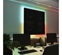 Pannelli acustici fonoassorbenti da parete con LED RGB | Controllo del riverbero e retroilluminazione ambientale per studio, gaming e podcast | [4xWILDS - Raggruppati | Plastica nera lucida]