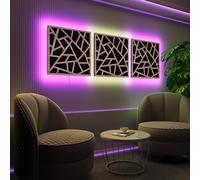 Pannelli acustici fonoassorbenti da parete con LED RGB | Controllo del riverbero e retroilluminazione ambientale | Soluzione acustica elegante | [3xSKYROSS - Separati | Sonoma]