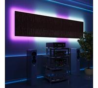 Pannelli acustici fonoassorbenti da parete con LED RGB | Controllo del riverbero e retroilluminazione ambientale per studio, gaming e podcast | [4xWAVE - Raggruppati | Wengé]