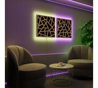 Pannelli acustici fonoassorbenti da parete con LED RGB | Controllo del riverbero e retroilluminazione ambientale | Soluzione acustica elegante | [2xSKYROSS - Separati | Rovere]