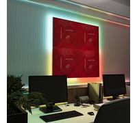 Pannelli acustici fonoassorbenti da parete con LED RGB | Controllo del riverbero e retroilluminazione ambientale per studio, gaming e podcast | [4xWILDS - Raggruppati | Plastica rossa lucida]