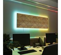 Pannelli acustici fonoassorbenti da parete con LED RGB | Controllo del riverbero e retroilluminazione ambientale per studio, gaming e podcast | [3xWILDS - Raggruppati | Rovere]