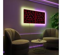 Pannelli acustici fonoassorbenti da parete con LED RGB | Controllo del riverbero e retroilluminazione ambientale per studio, gaming e podcast | [2xSKYROSS - Raggruppati | Plastica rossa lucida]