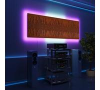 Pannelli acustici fonoassorbenti da parete con LED RGB | Controllo del riverbero e retroilluminazione ambientale per studio, gaming e podcast | [3xWAVE - Raggruppati | Ciliegio]