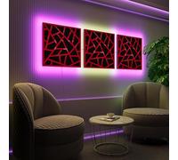 Pannelli acustici fonoassorbenti da parete con LED RGB | Controllo del riverbero e retroilluminazione ambientale | Soluzione acustica elegante | [3xSKYROSS - Separati | Plastica rossa lucida]