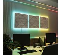 Pannelli acustici fonoassorbenti da parete con LED RGB | Controllo del riverbero e retroilluminazione ambientale | Soluzione acustica elegante | [3xWILDS - Separati | Sonoma]