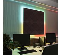 Pannelli acustici fonoassorbenti da parete con LED RGB | Controllo del riverbero e retroilluminazione ambientale per studio, gaming e podcast | [4xWILDS - Raggruppati | Wengé]