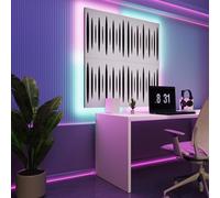 Pannelli acustici fonoassorbenti da parete con LED RGB | Controllo del riverbero e retroilluminazione ambientale per studio, gaming e podcast | [4xPULSAR - Raggruppati | Bianco]