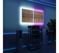 Pannelli acustici fonoassorbenti da parete con LED RGB | Controllo del riverbero e retroilluminazione ambientale | Soluzione acustica elegante | [2xWAVE - Separati | Sonoma]