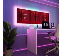 Pannelli acustici fonoassorbenti da parete con LED RGB | Controllo del riverbero e retroilluminazione ambientale per studio, gaming e podcast | [3xPULSAR - Raggruppati | Plastica rossa lucida]