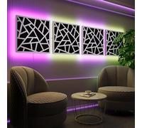 Pannelli acustici fonoassorbenti da parete con LED RGB | Controllo del riverbero e retroilluminazione ambientale | Soluzione acustica elegante | [4xSKYROSS - Separati LINE | Plastica bianca lucida]