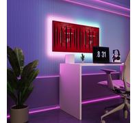 Pannelli acustici fonoassorbenti da parete con LED RGB | Controllo del riverbero e retroilluminazione ambientale per studio, gaming e podcast | [2xPULSAR - Raggruppati | Plastica rossa lucida]