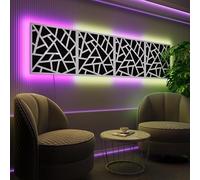 Pannelli acustici fonoassorbenti da parete con LED RGB | Controllo del riverbero e retroilluminazione ambientale per studio, gaming e podcast | [4xSKYROSS - Raggruppati | Plastica bianca lucida]