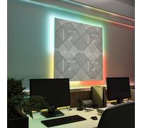 Pannelli acustici fonoassorbenti da parete con LED RGB | Controllo del riverbero e retroilluminazione ambientale per studio, gaming e podcast | [4xWILDS - Raggruppati | Plastica bianca lucida]