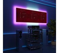 Pannelli acustici fonoassorbenti da parete con LED RGB | Controllo del riverbero e retroilluminazione ambientale per studio, gaming e podcast | [3xWAVE - Raggruppati | Plastica rossa lucida]