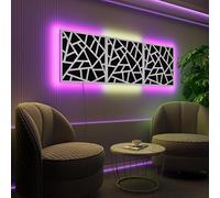 Pannelli acustici fonoassorbenti da parete con LED RGB | Controllo del riverbero e retroilluminazione ambientale per studio, gaming e podcast | [3xSKYROSS - Raggruppati | Plastica bianca lucida]