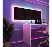 Pannelli acustici fonoassorbenti da parete con LED RGB | Controllo del riverbero e retroilluminazione ambientale per studio, gaming e podcast | [3xPULSAR - Raggruppati | Wengé]