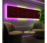 Pannelli acustici fonoassorbenti da parete con LED RGB | Controllo del riverbero e retroilluminazione ambientale per studio, gaming e podcast | [4xSKYROSS - Raggruppati | Plastica rossa lucida]