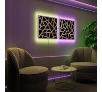 Pannelli acustici fonoassorbenti da parete con LED RGB | Controllo del riverbero e retroilluminazione ambientale | Soluzione acustica elegante | [2xSKYROSS - Separati | Sonoma]