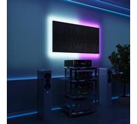 Pannelli acustici fonoassorbenti da parete con LED RGB | Controllo del riverbero e retroilluminazione ambientale per studio, gaming e podcast | [2xWAVE - Raggruppati | Nero]