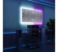 Pannelli acustici fonoassorbenti da parete con LED RGB | Controllo del riverbero e retroilluminazione ambientale per studio, gaming e podcast | [2xWAVE - Raggruppati | Plastica bianca lucida]