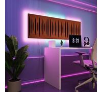 Pannelli acustici fonoassorbenti da parete con LED RGB | Controllo del riverbero e retroilluminazione ambientale per studio, gaming e podcast | [3xPULSAR - Raggruppati | Ciliegio]