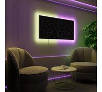 Pannelli acustici fonoassorbenti da parete con LED RGB | Controllo del riverbero e retroilluminazione ambientale per studio, gaming e podcast | [2xSKYROSS - Raggruppati | Nero]