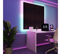 Pannelli acustici fonoassorbenti da parete con LED RGB | Controllo del riverbero e retroilluminazione ambientale per studio, gaming e podcast | [4xPULSAR - Raggruppati | Wengé]