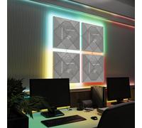 Pannelli acustici fonoassorbenti da parete con LED RGB | Controllo del riverbero e retroilluminazione ambientale | Soluzione acustica elegante | [4xWILDS - Separati SQUARE | Plastica bianca lucida]