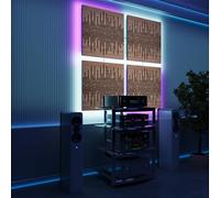 Pannelli acustici fonoassorbenti da parete con LED RGB | Controllo del riverbero e retroilluminazione ambientale | Soluzione acustica elegante | [4xWAVE - Separati SQUARE | Sonoma]