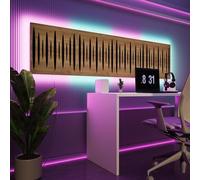 Pannelli acustici fonoassorbenti da parete con LED RGB | Controllo del riverbero e retroilluminazione ambientale per studio, gaming e podcast | [4xPULSAR - Raggruppati | Rovere]