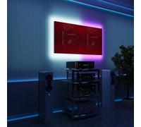 Pannelli acustici fonoassorbenti da parete con LED RGB | Controllo del riverbero e retroilluminazione ambientale per studio, gaming e podcast | [2xWAVE - Raggruppati | Plastica rossa lucida]