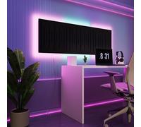 Pannelli acustici fonoassorbenti da parete con LED RGB | Controllo del riverbero e retroilluminazione ambientale per studio, gaming e podcast | [3xPULSAR - Raggruppati | Nero]