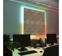 Pannelli acustici fonoassorbenti da parete con LED RGB | Controllo del riverbero e retroilluminazione ambientale per studio, gaming e podcast | [4xWILDS - Raggruppati | Sonoma]