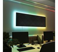 Pannelli acustici fonoassorbenti da parete con LED RGB | Controllo del riverbero e retroilluminazione ambientale per studio, gaming e podcast | [3xWILDS - Raggruppati | Nero]