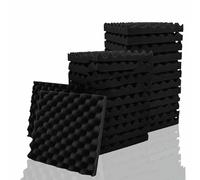 Pannelli acustici in schiuma fonoassorbente, confezione da 6-48, pannelli in schiuma fonoassorbente per pareti, ignifughi, neri, ad alta densità, 6 pezzi con nastri, spessore 2,5 cm