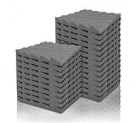 Pannelli acustici in schiuma Pannelli In Schiuma Acustica 24 PZ 30x30x2,5-5cm Grigio/Nero Ad Alta Densità for Studio, Casa, Auto(Grey,24 PCS-HIGH DENSITY-2.5CM)