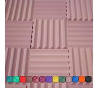 Pannelli acustici professionali in schiuma, stile cuneo, 30,5 x 30,5 x 5,1 cm, confezione da 4, schiuma per studio di attenuazione del suono, schiuma insonorizzante per pareti e soffitti (colore beige