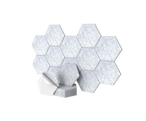 Pannelli acustici Relaxdays, 36 pz. autoadesivi esagonali 30x26 cm, Isolamento Acustico, Stile Gaming, Grigi