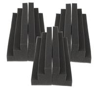 Pannelli Acustici Trapezoidali Bass Trap Neri 6 Pezzi per Parete | Spugna, Trattamento e Controllo del Suono, per Home Office e Vocal Room, Design Semplice