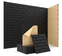 Pannelli Acustico Quadrati Autoadesivi 12 Pezzi Pannelli Insonorizzanti 30 x 30 x 0,9 cm per Recording Studio, Cameretta, Home Ufficio, Pannelli Fonoassorbenti Decorativi (Nero)