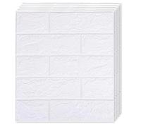 Pannelli da parete 3D, autoadesivi, adesivi murali,effetto pietra, mattone,impermeabile, in PVC, 39 cm x 35 cm X 2MM (BIANCO) (25)