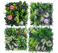 Pannelli da parete per piante artificiali, 4 pezzi, copertura per siepe finta verde, 25 cm, decorazione per la privacy, per interni ed esterni, giardino, cortile, balcone, patio, recinzione, set di
