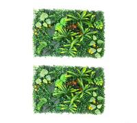 Pannelli da parete verdi con piante artificiali, confezione da 2, 60 x 40 cm, siepe in plastica, decorazione per la privacy e il giardino, per uso esterno e interno, verde (A)