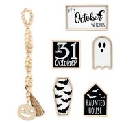 Pannelli decorativi per vassoio multilivello, set di mini lastre da fattoria, ornamento rustico, in legno, blocco decorativo stagionale, pezzo di accento inciso per la casa, complemento