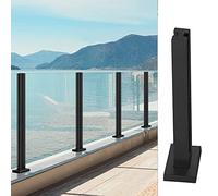 Pannelli di recinzione in acciaio inox per piscine, terrazze e balconi, 5,1 x 5,1 cm, ringhiera quadrata nera con staffe, ideale per ponti e passerelle