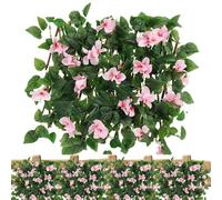 Pannelli espandibili for traliccio da giardino, schermatura for recinzione da giardino con edera artificiale e fiori viola, schermo for la privacy espandibile decorativo in finta edera, sfondo verde f