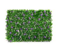 Pannelli espandibili for traliccio da giardino, schermatura for recinzione da giardino con edera artificiale e fiori viola, schermo for la privacy espandibile decorativo in finta edera, sfondo verde f