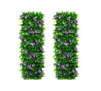 Pannelli espandibili per traliccio da giardino, traliccio con foglie artificiali, recinzione espandibile con edera artificiale e fiore viola, per balcone, esterno