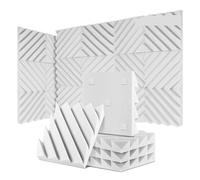 Pannelli Fonoassorbenti 12/24 Pcs Home Studio Acoustic Absorption Panel Groove Sound Absorber High Density 3d Decorative Wall Panels(LXC-White,12 Pcs,Medium Density)